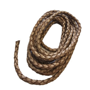 Lædersnøre flettet natur 4mm 1meter