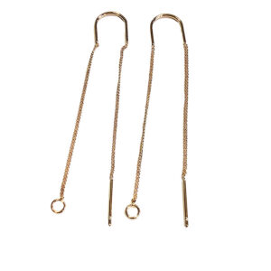 Ørekæde forgyldt messing med fast stykke 103x1mm 2stk