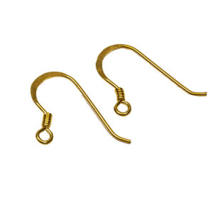 Ørekrog sterlingsølv forgyldt m/spiral, flad 0,7mm lille øje