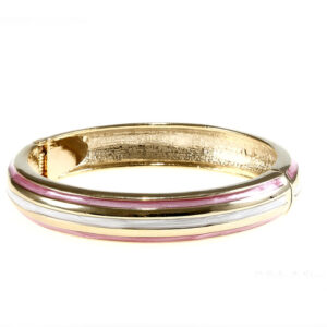 armbånd ass pink/hvid stribe resin /messing fg 18k