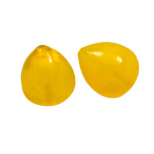 Calsedon (glas) anboret omvendt dråbe gul 9x11mm glat. 2stk