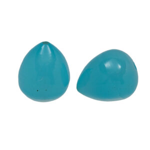 Anboret Calsedon (glas) omvendt dråbe lys blå 9x11mm glat . 2stk