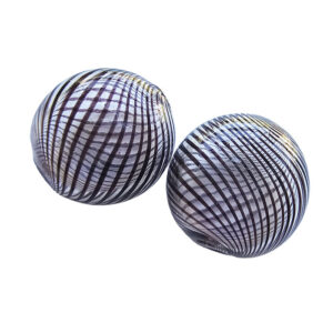 Mundblæst glasperle flad klar/mønster sor 20x10mm 2stk