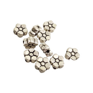 Perle metalliseret sølv blomst2 8x3mm 10stk