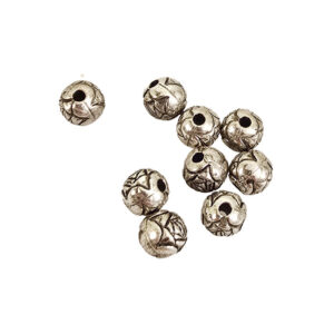 Perle metalliseret sølv rose 6mm 20stk