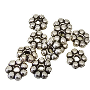Perle metalliseret sølv baliring 6mm. 10stk