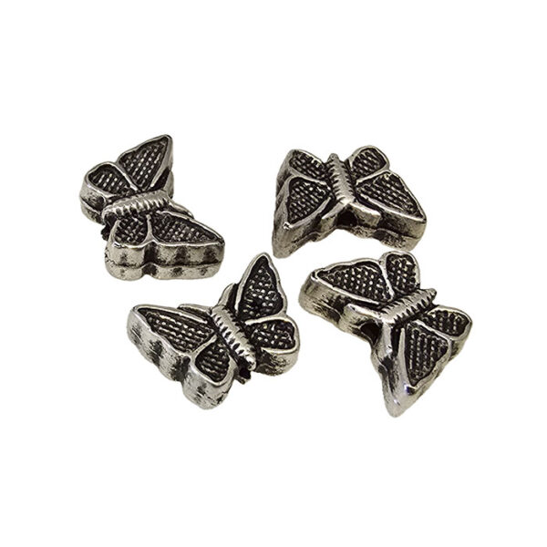 Perle metalliseret sølv sommerfugl 2 11x8mm 10stk