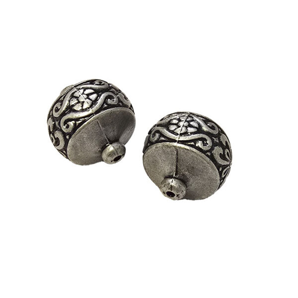 Perle metaliseret sølv tibetrulle/kugle 2stk