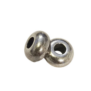 Perle metalliseret sølv donut 13X9 mm 5mm hull.. 5stk