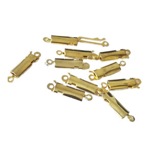 Snaplås, flad, forgyldt messing 10stk