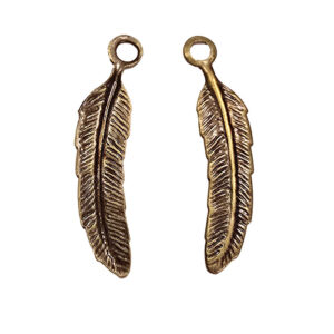 Vedhæng fjer messing 27x7mm 50stk