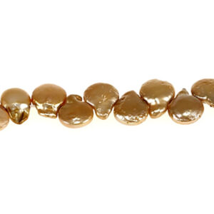 Ferskvandsperle guld rund flad 17mm