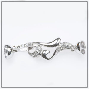 Hjertelås Sterlingsølv med cubic zirconia sten 45x18mm, 1stk