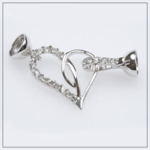 Hjertelås Sterlingsølv med cubic zirconia sten 37x16mm