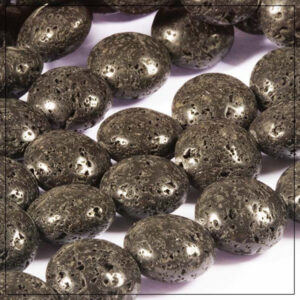 Lava mønt 14x8mm poleret