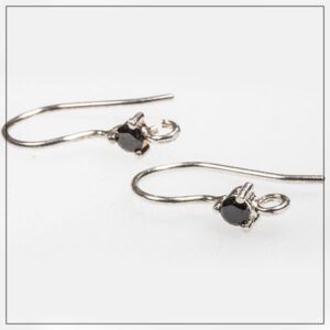 Ørekrog Sterlingsølv sort cubic zirconia sten, 1par