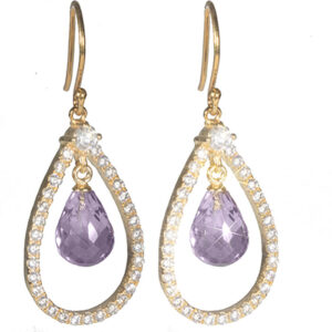 nfinity Oval 925gp Ørebøjle: 925 Sterlingsølv forgyldt Ædelsten: Ægte naturlig ametyst facetteret Ædelsten: Cubic Zirconia