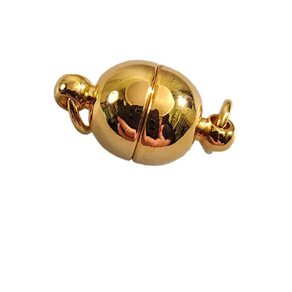 Magnetlås guldfarvet oval længde 19x10mm ø/6mm. 1stk