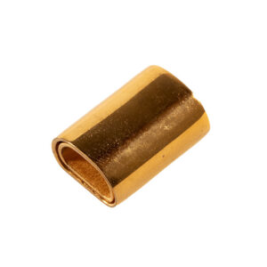 Magnetlås stål guldfarve hul 9,4x4,6mm halvrund