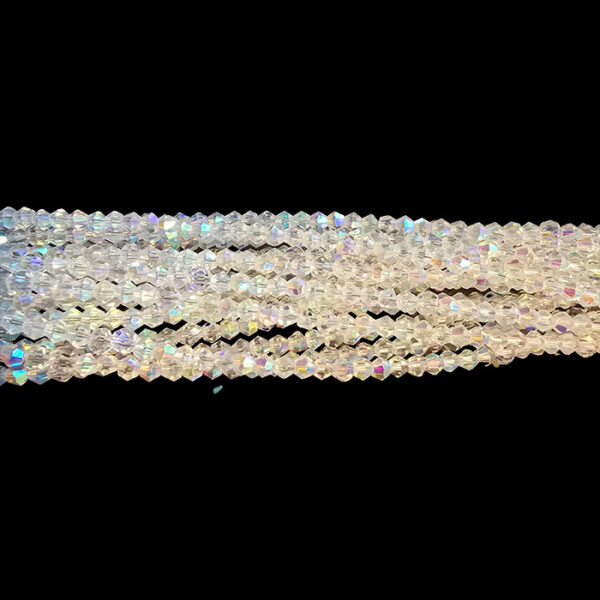 Glasperle facet 4mm klar A/B, 1streng