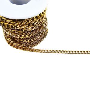 Panserkæde stål forgyldt 6x9x1mm, 1meter