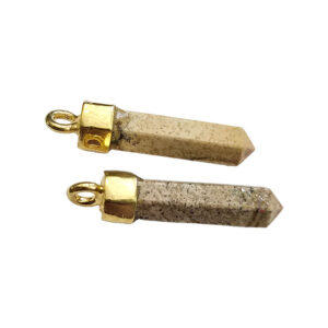 Femkantet billes jaspis vedhæng m/925fg ophæng,